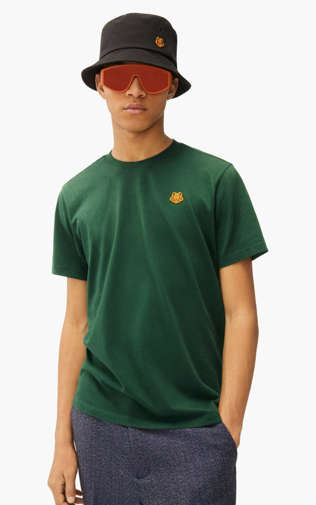 Kenzo Tiger Crest Camisetas Hombre Verde Oscuro | 2104975-FY